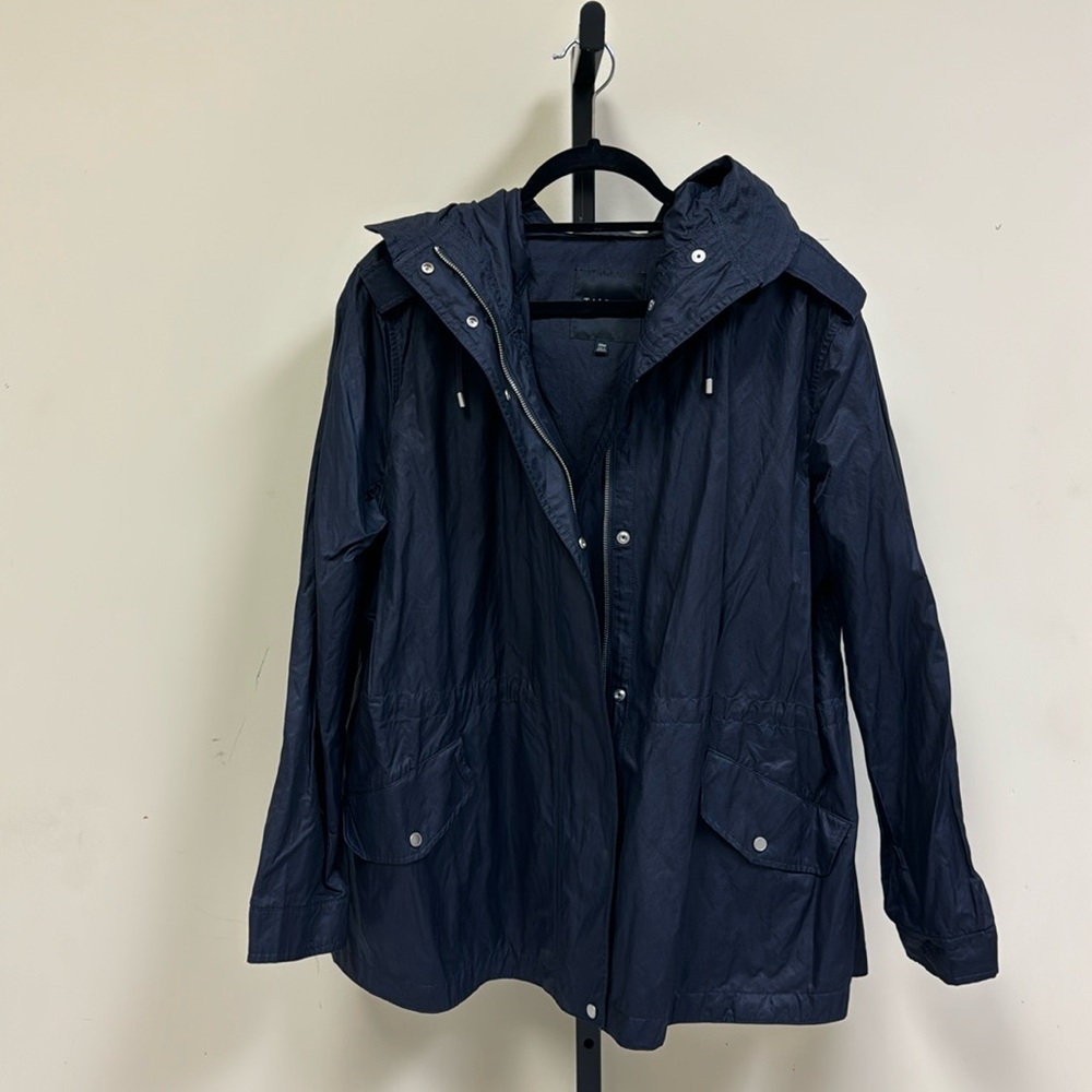Talbots plus size navy rain jacket.